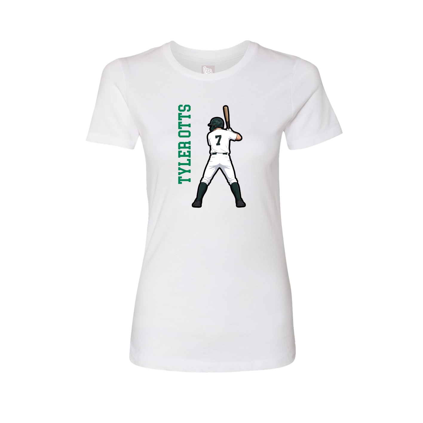 Fitted Women's Tee — Name Vertical in White