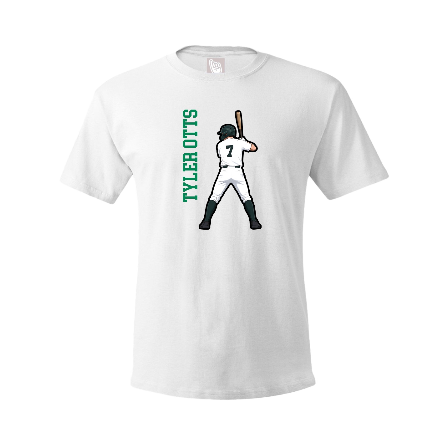 Youth Tee — Name Vertical in White