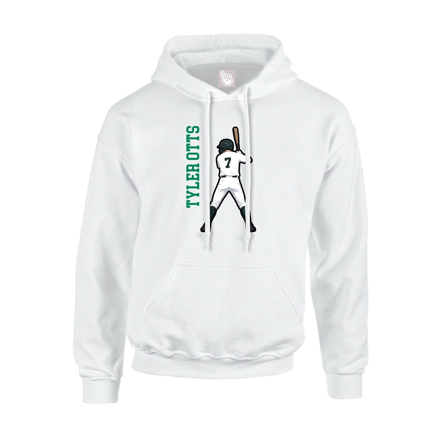 Youth Hoodie — Name Vertical in White