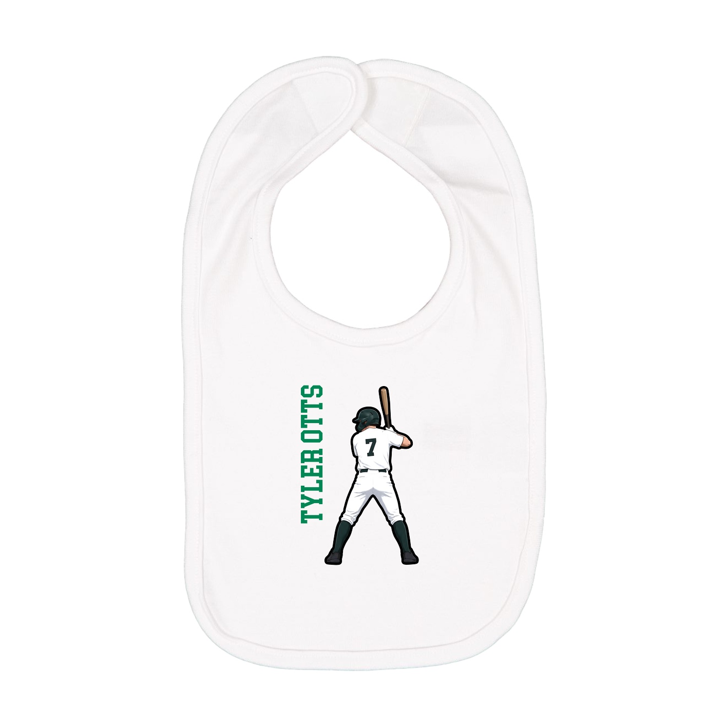 Infant Bib — Name Vertical in White