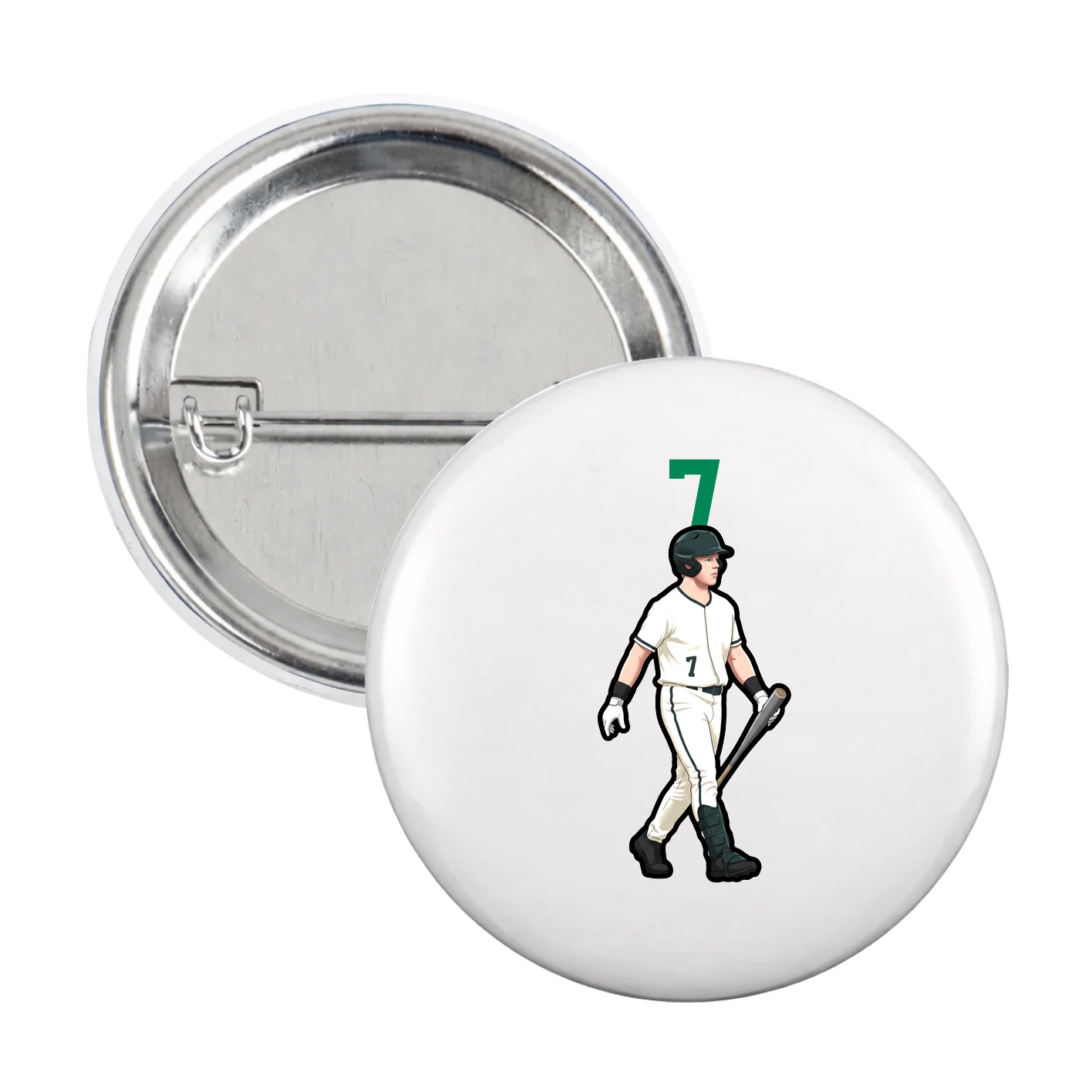 Game Day Button — Number Top in White