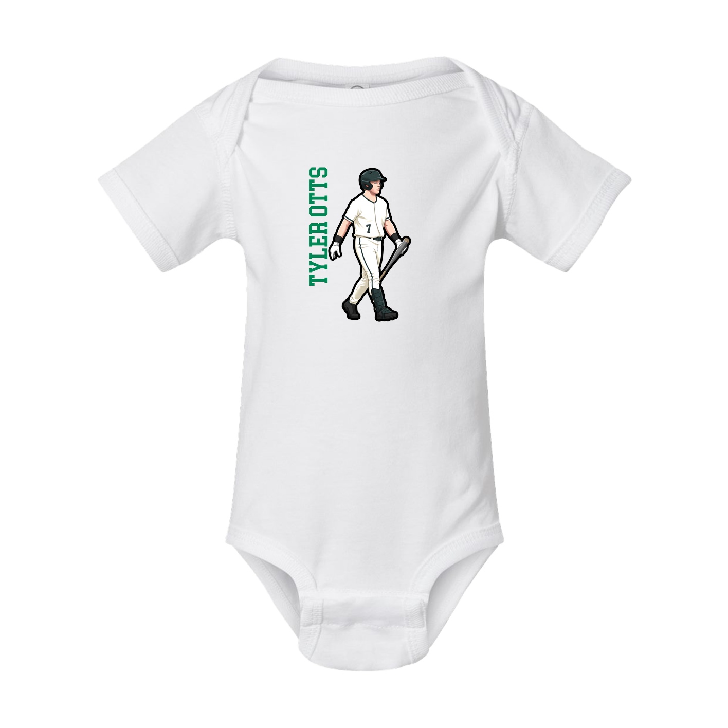 Baby Onesie — Name Vertical in White
