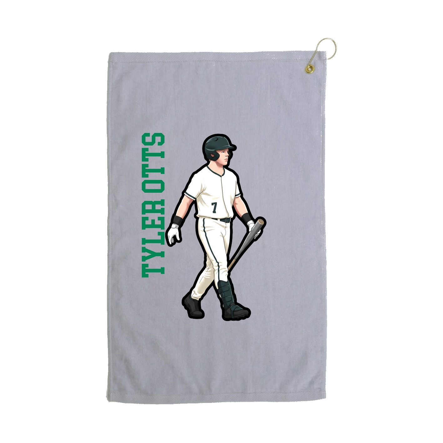 Golf Towel — Name Vertical in Grey