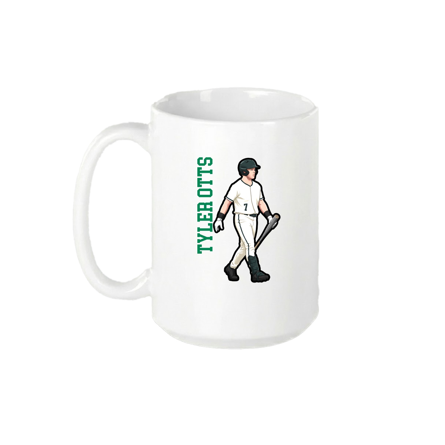 15oz Coffee Mug — Name Vertical in White