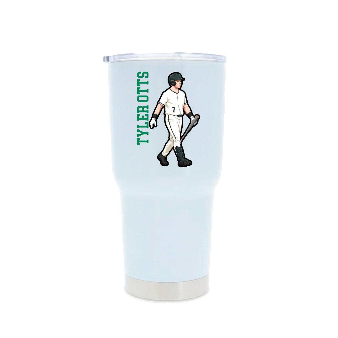 30oz Stainless Steel Tumbler — Name Vertical in White