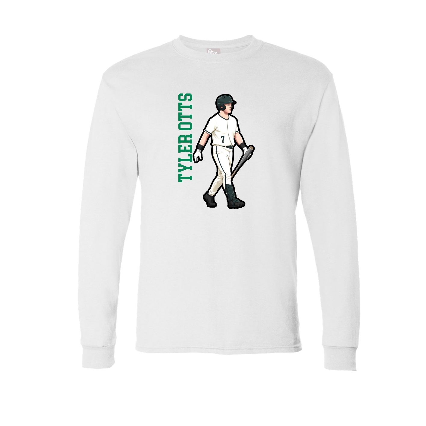 Long Sleeve Tee — Name Vertical in White