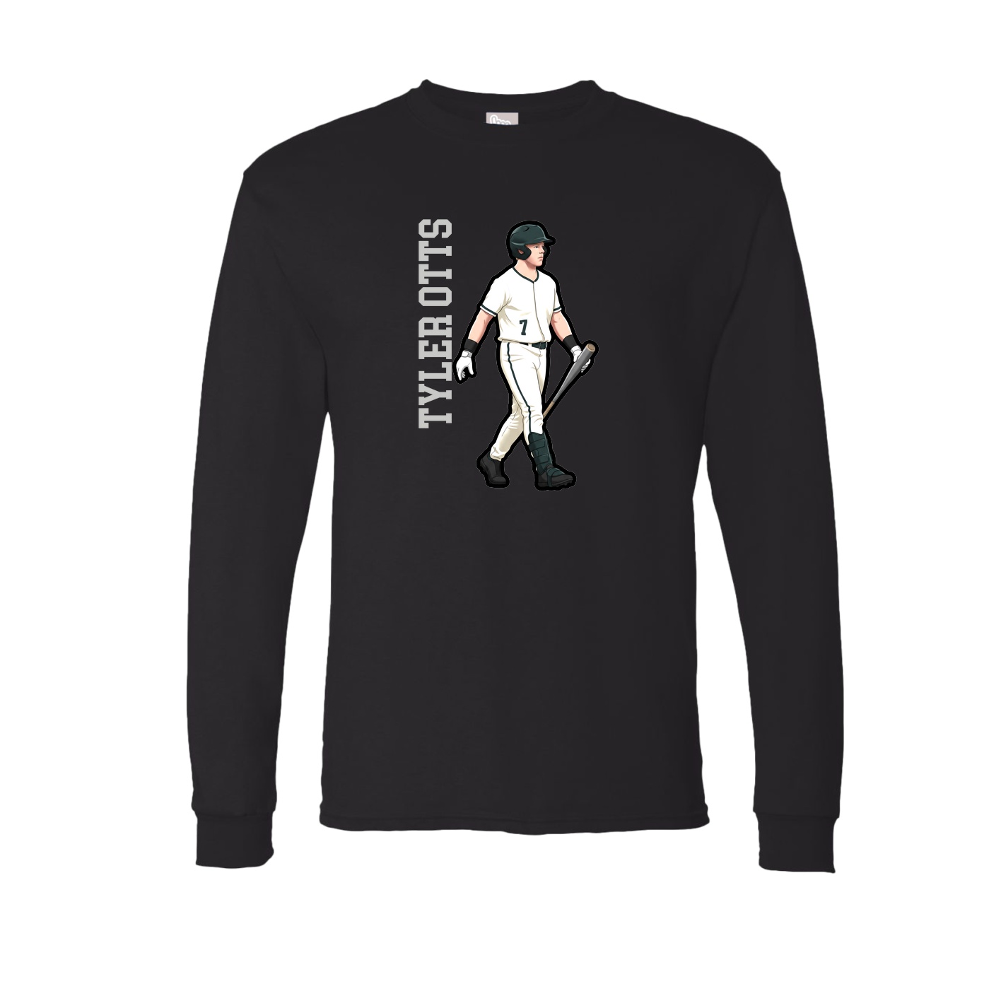 Long Sleeve Tee — Name Vertical in Black