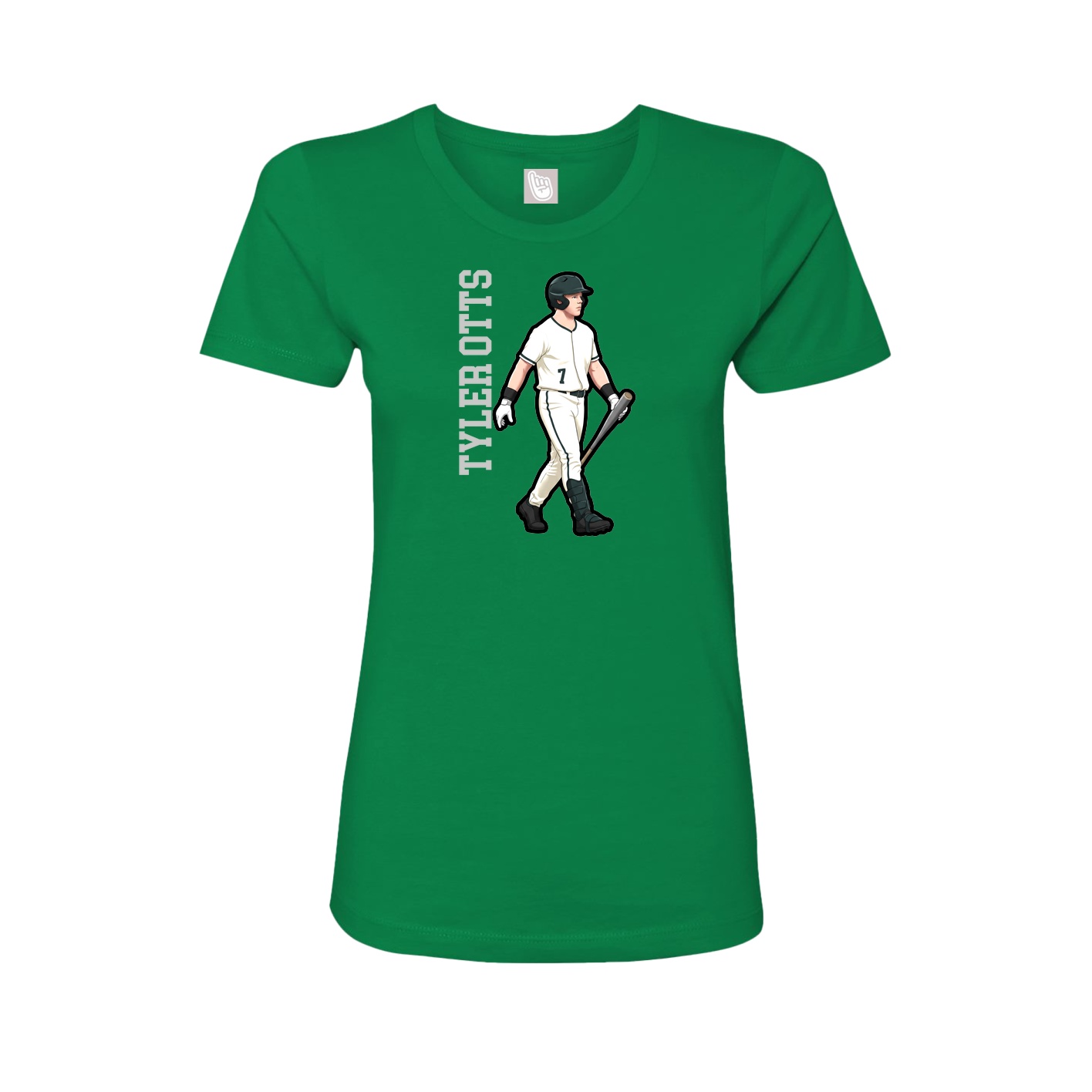 Womens Tee — Name Vertical in Green