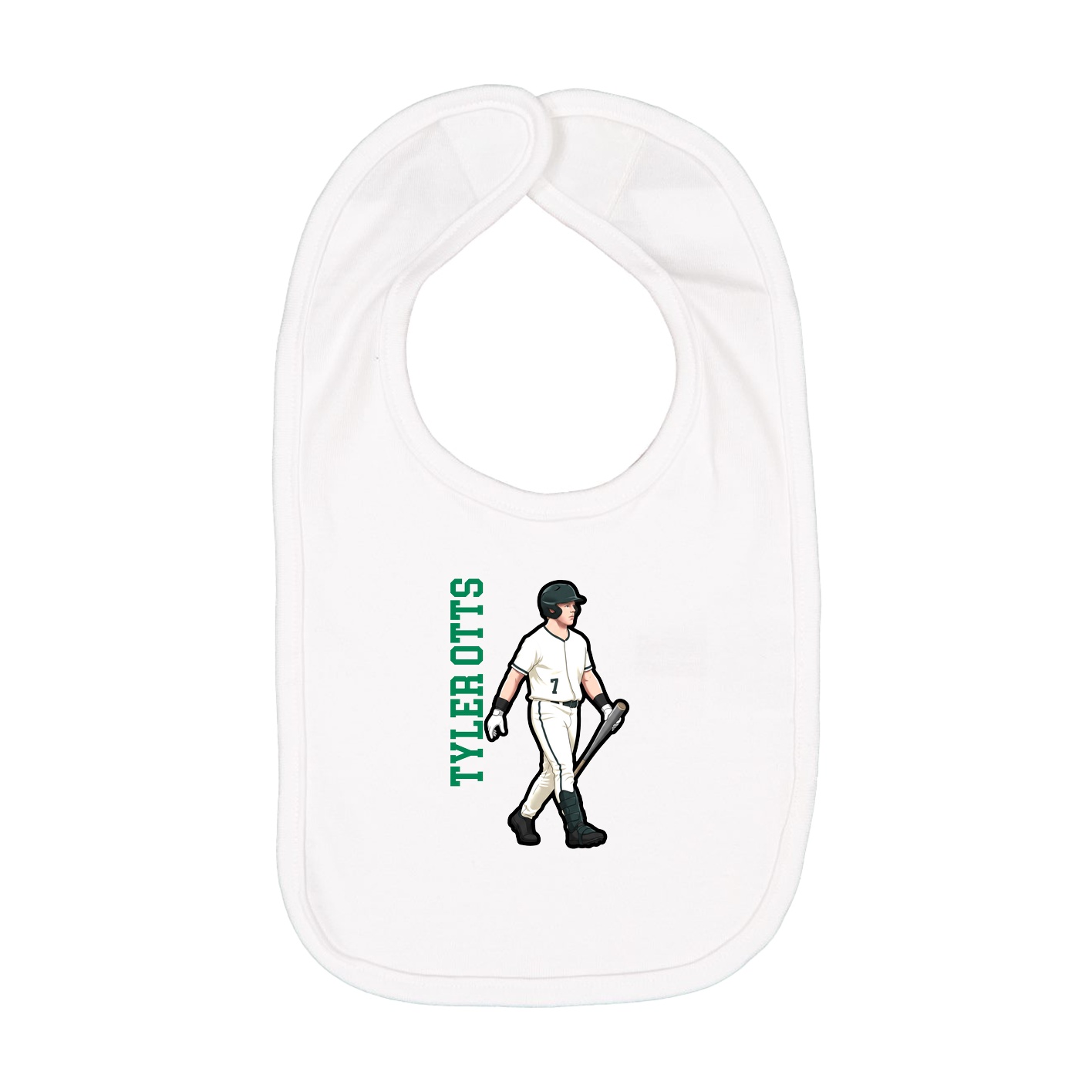 Infant Bib — Name Vertical in White