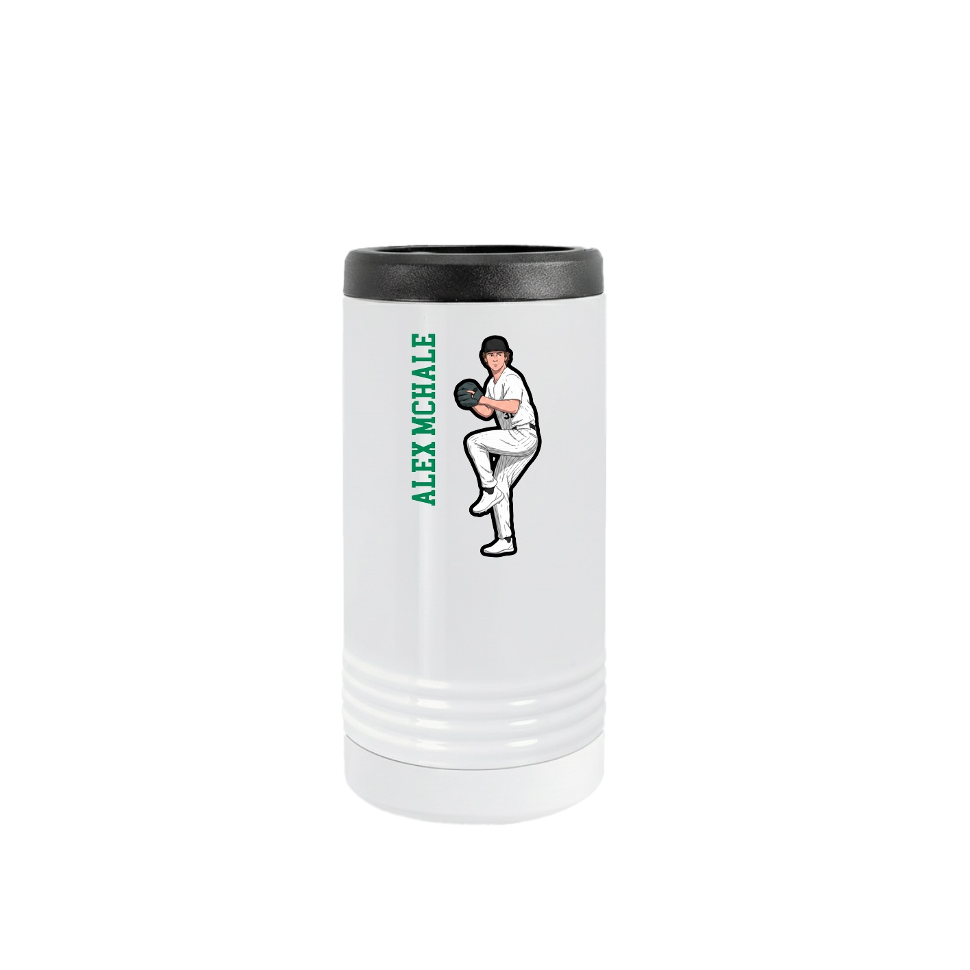 Slim Beverage Holder — Name Vertical in White