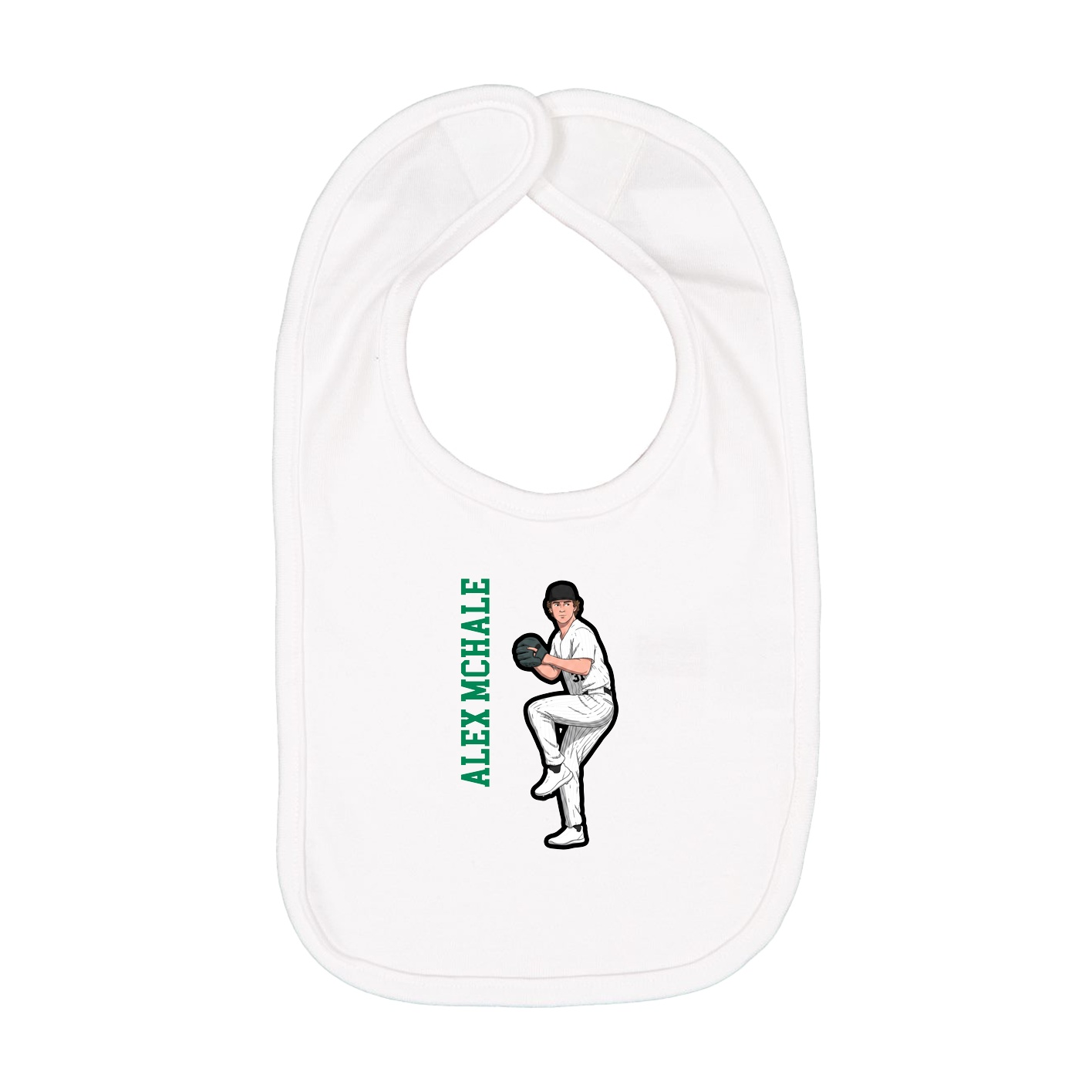 Infant Bib — Name Vertical in White