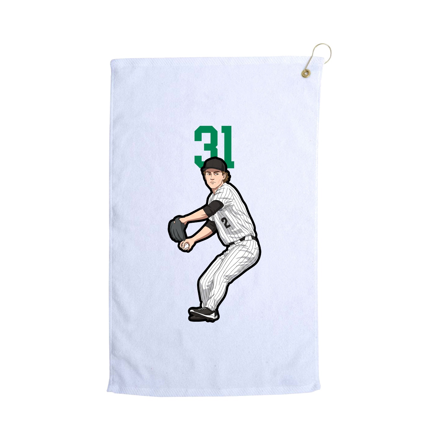 Golf Towel — Number Top in White