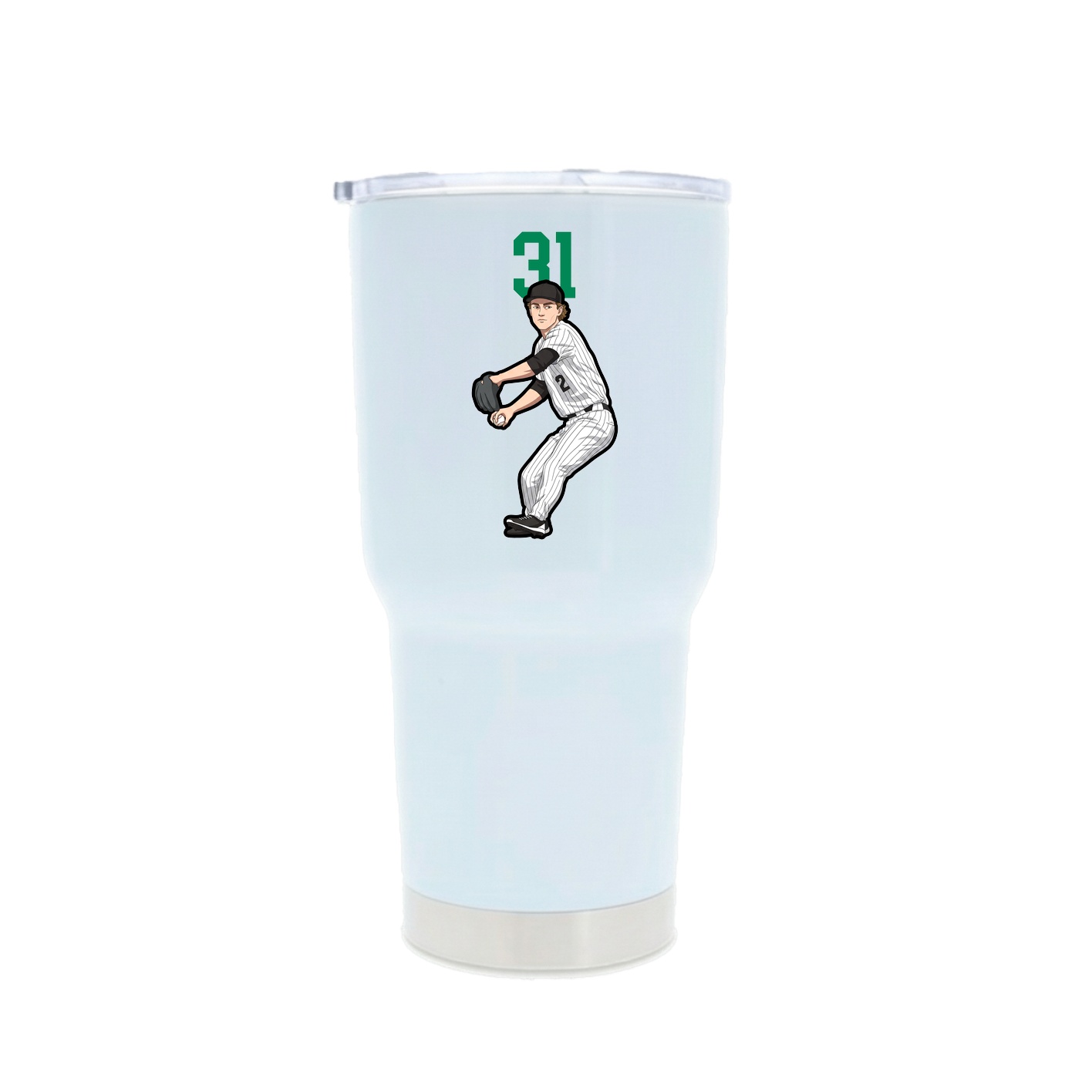 30oz Stainless Steel Tumbler — Number Top in White