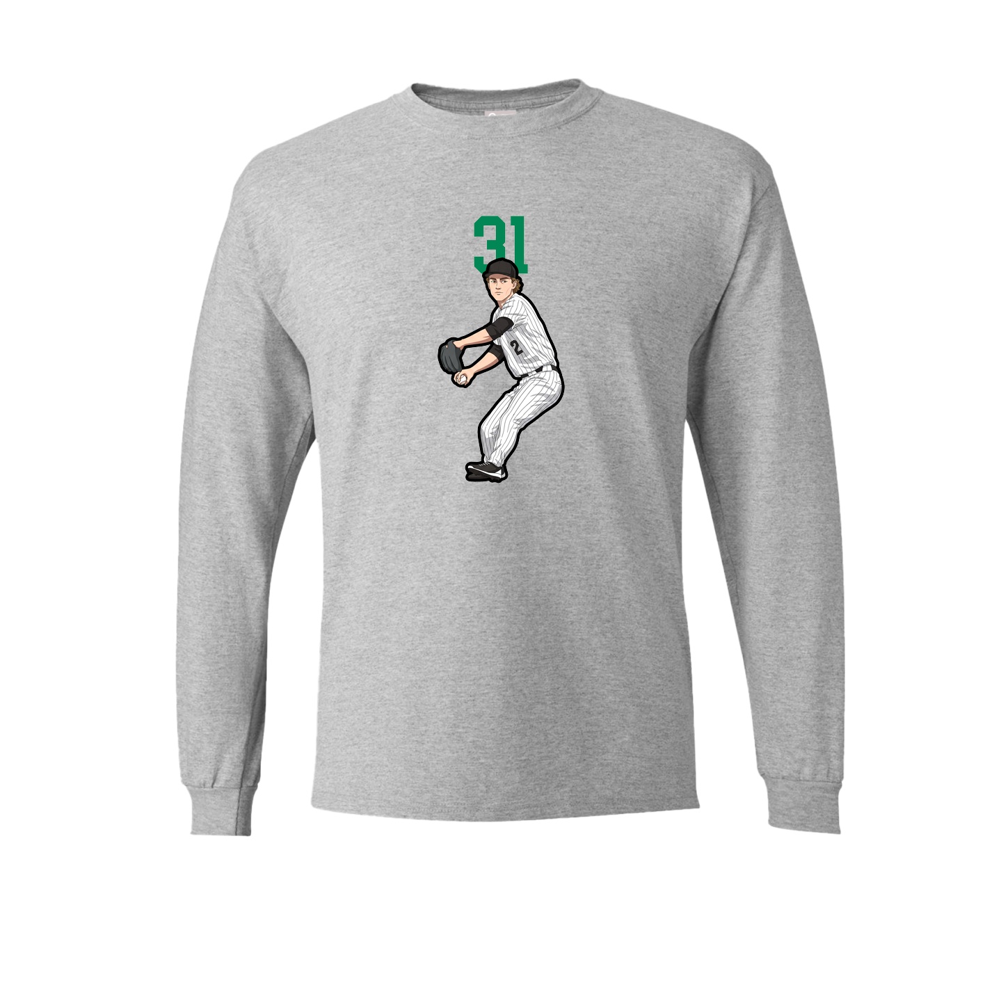 Long Sleeve Tee — Number Top in Grey