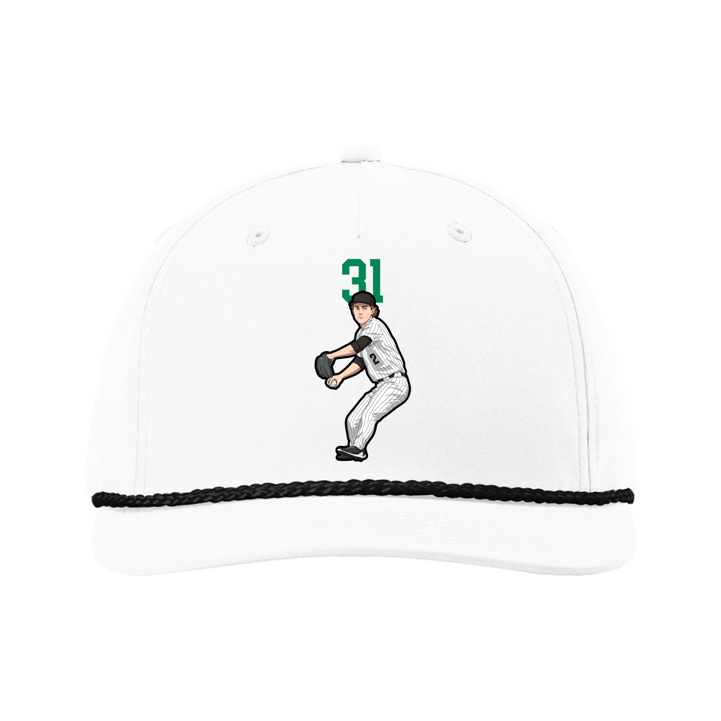 Five-Panel Classic Rope Cap — Number Top in White