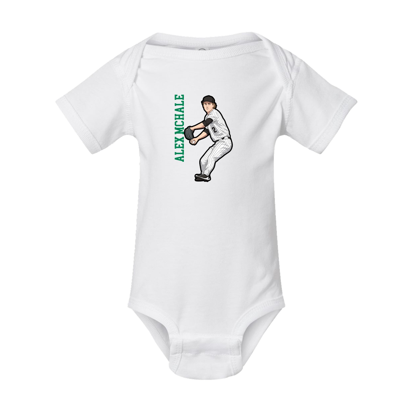 Baby Onesie — Name Vertical in White