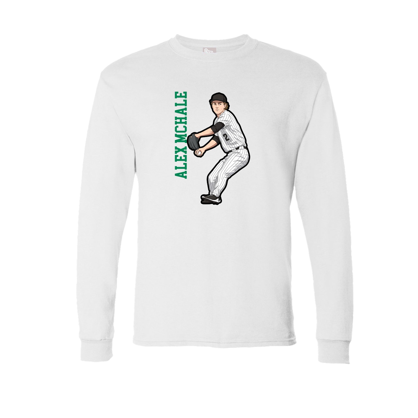 Long Sleeve Tee — Name Vertical in White