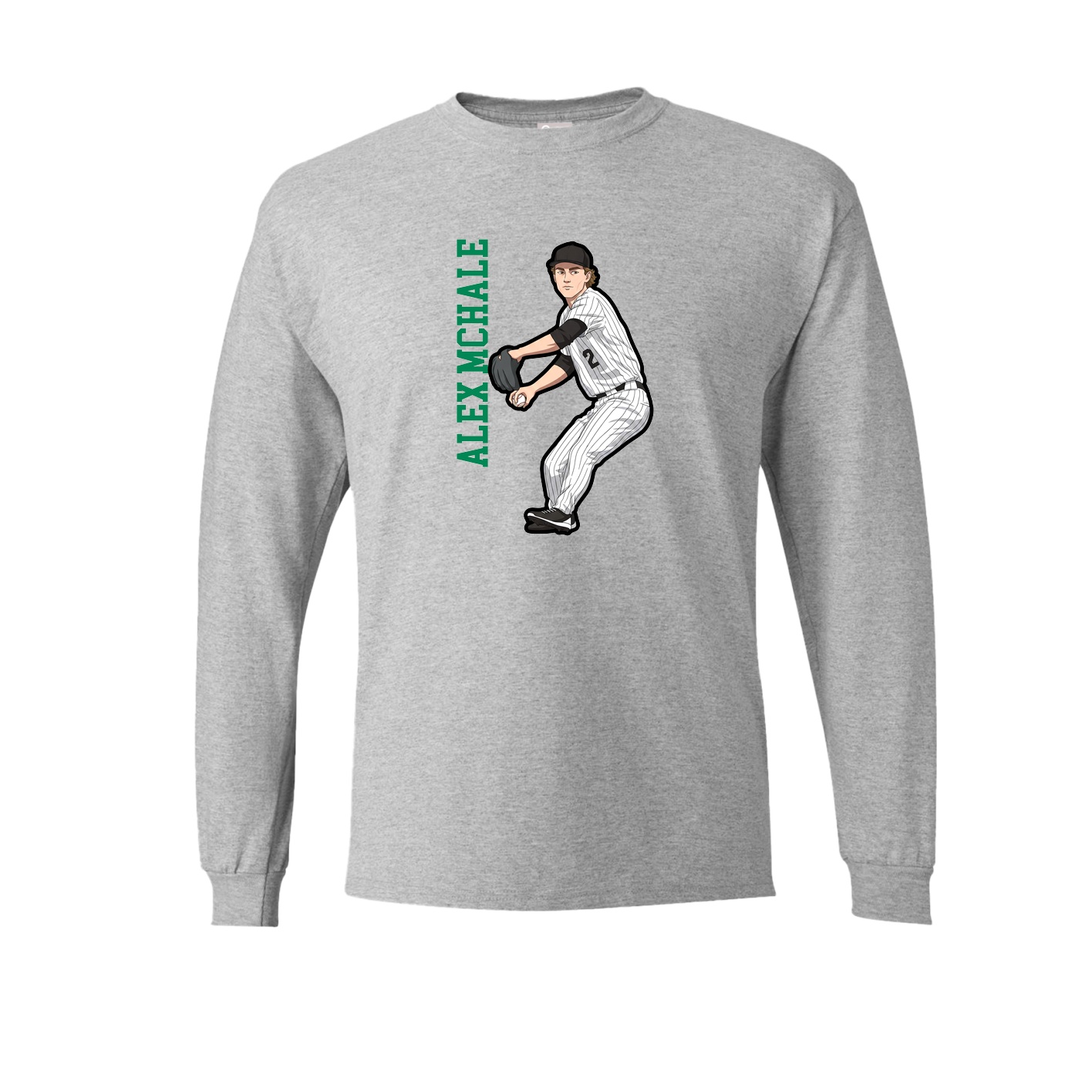 Long Sleeve Tee — Name Vertical in Grey