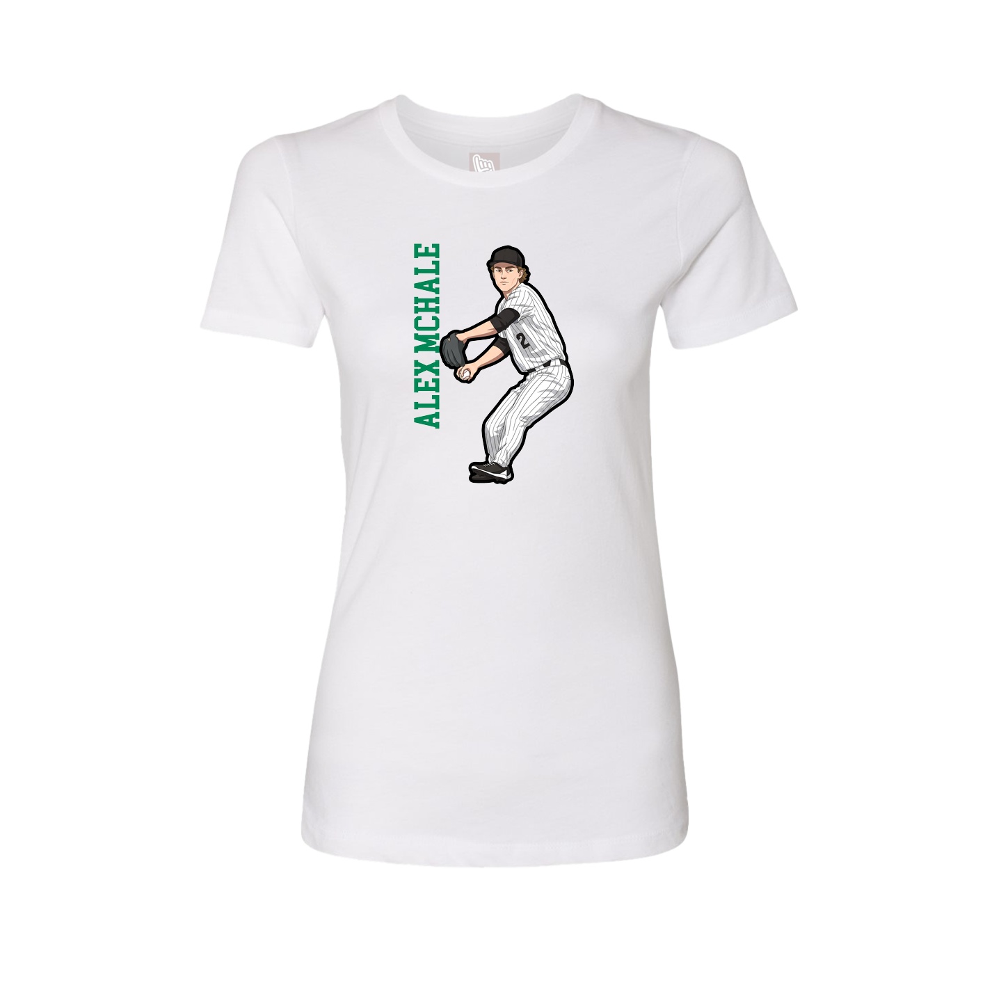 Womens Tee — Name Vertical in White