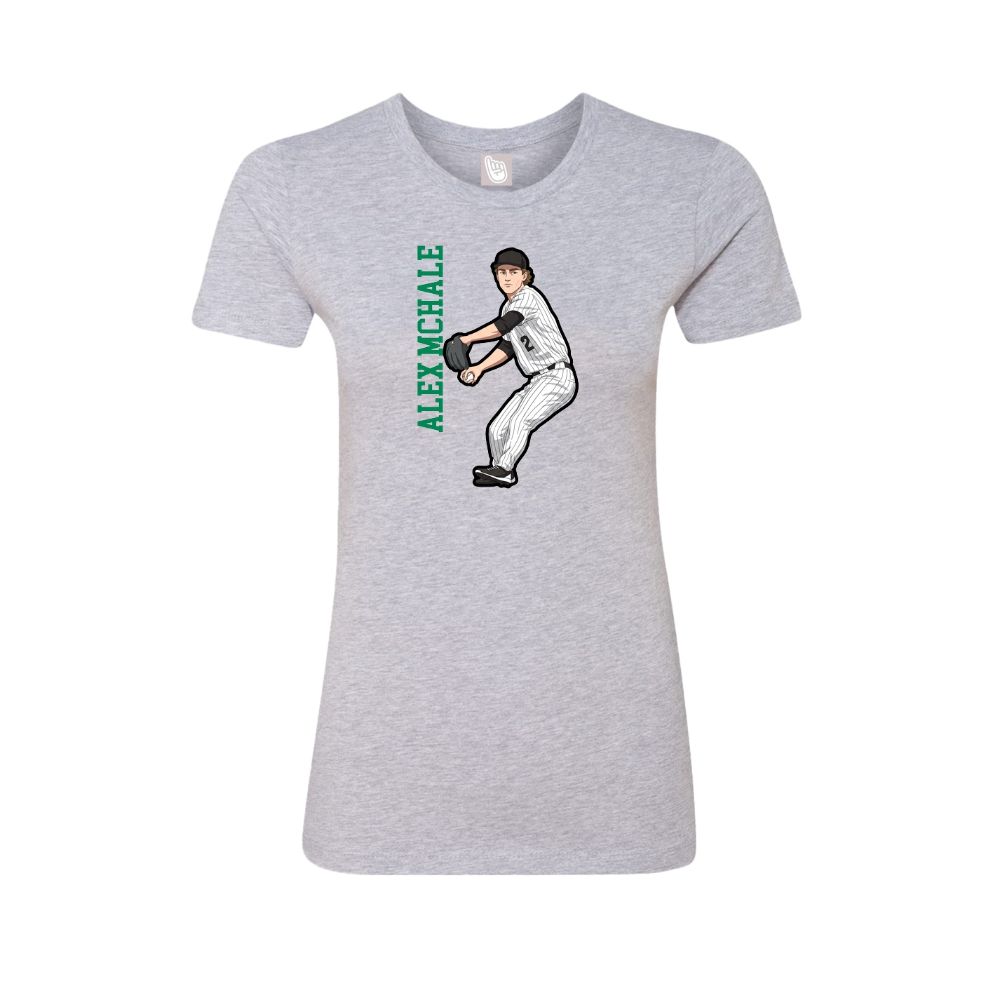 Fitted Women's Tee — Name Vertical in Grey