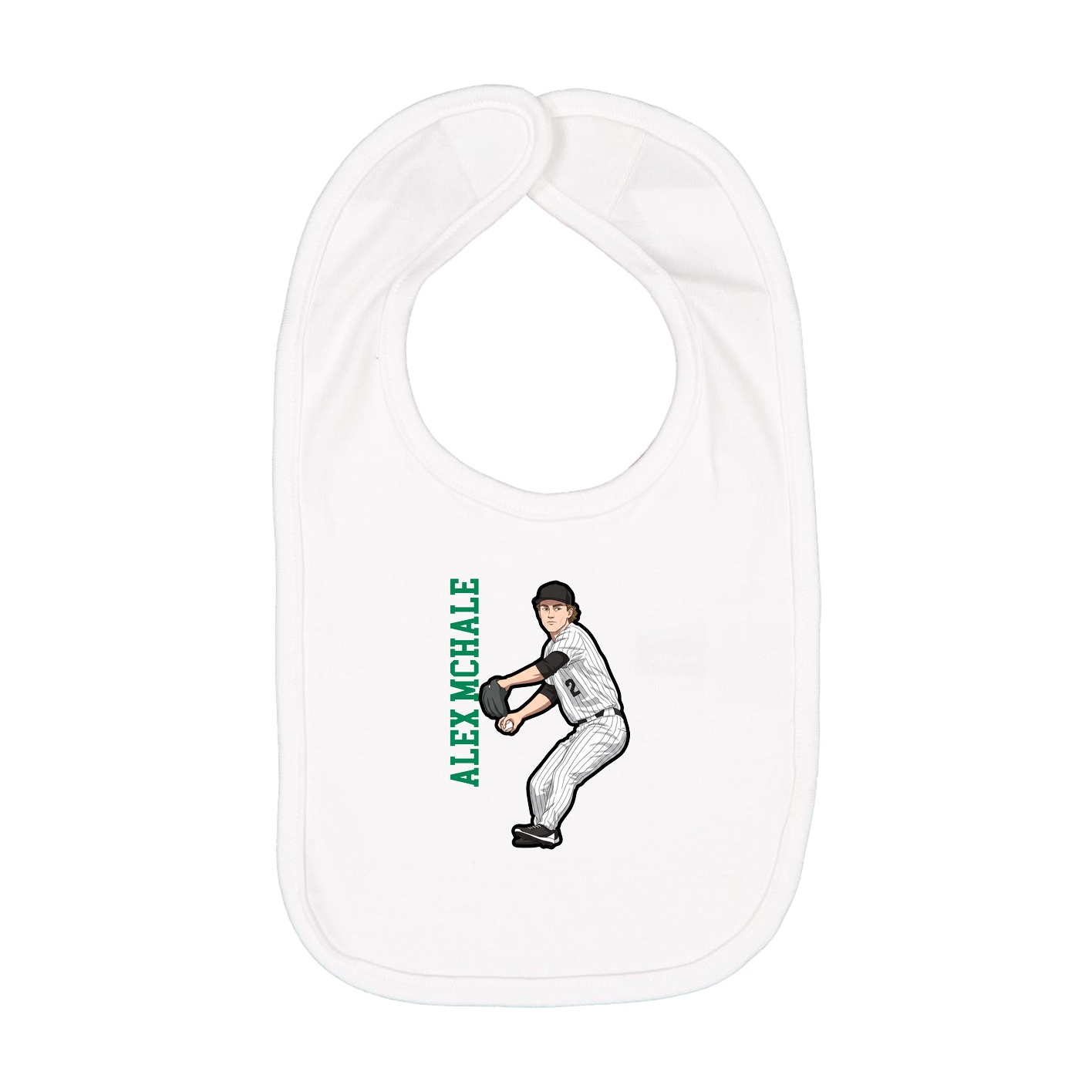 Infant Bib — Name Vertical in White