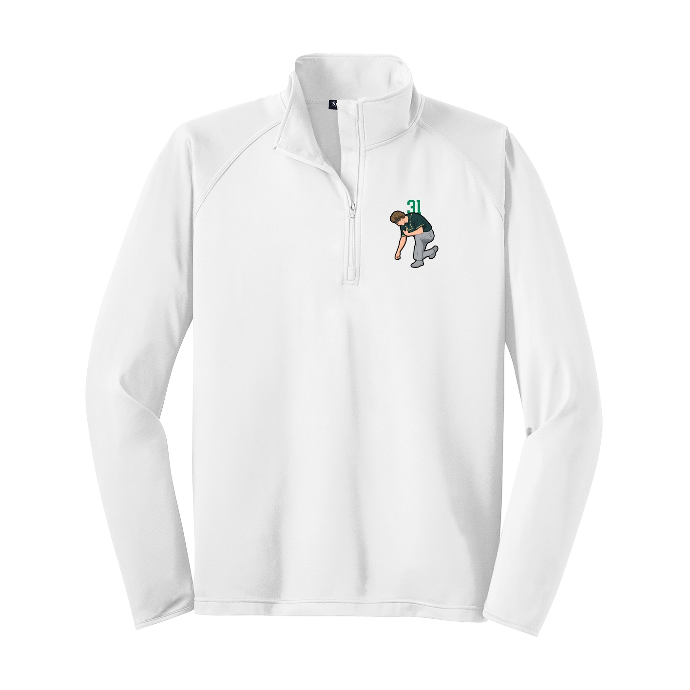 Q-Zip Pullover — Number Top in White