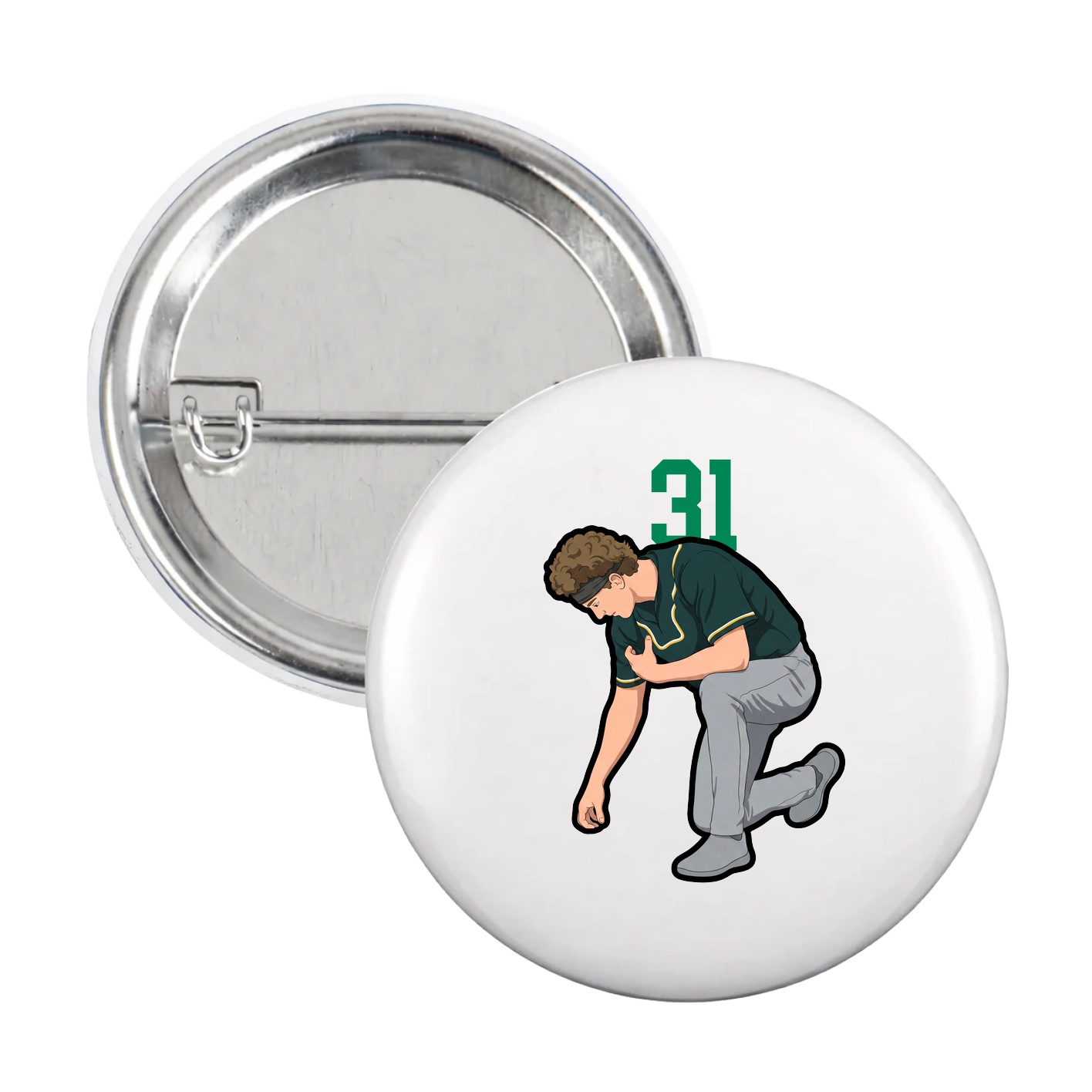 Game Day Button — Number Top in White