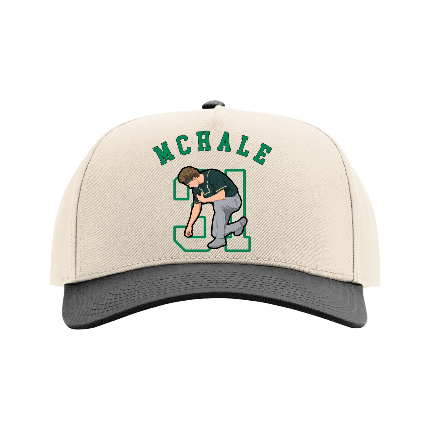 Full Fabric Five-Panel Champ Cap — Shirsey Arch in Cream/Black