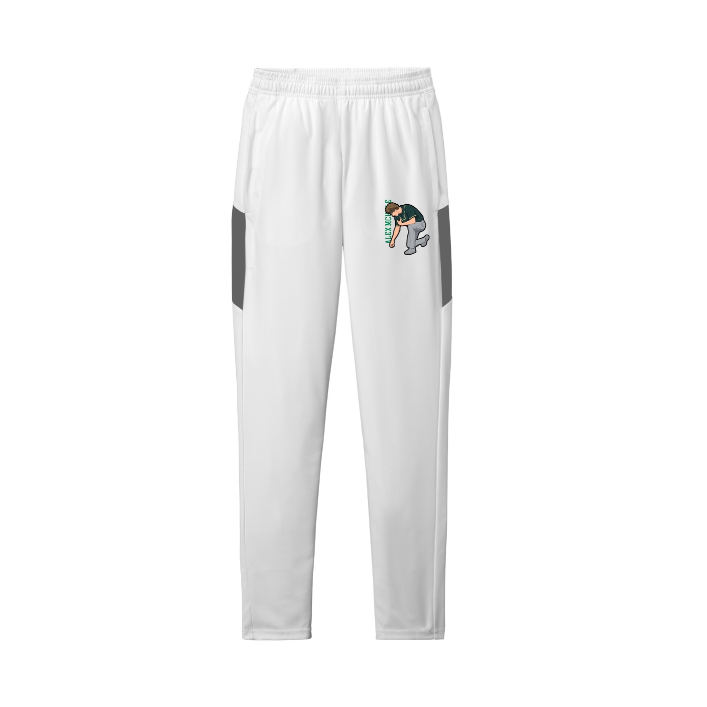 Team Travel Pant — Name Vertical in White/Grey