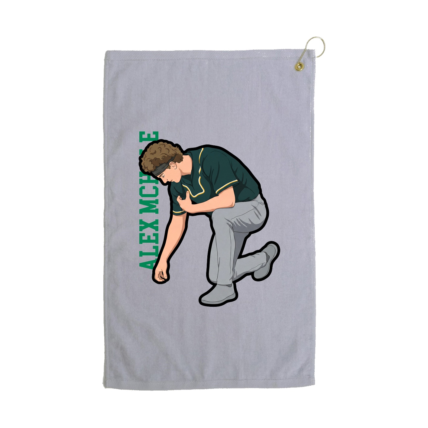 Golf Towel — Name Vertical in Grey