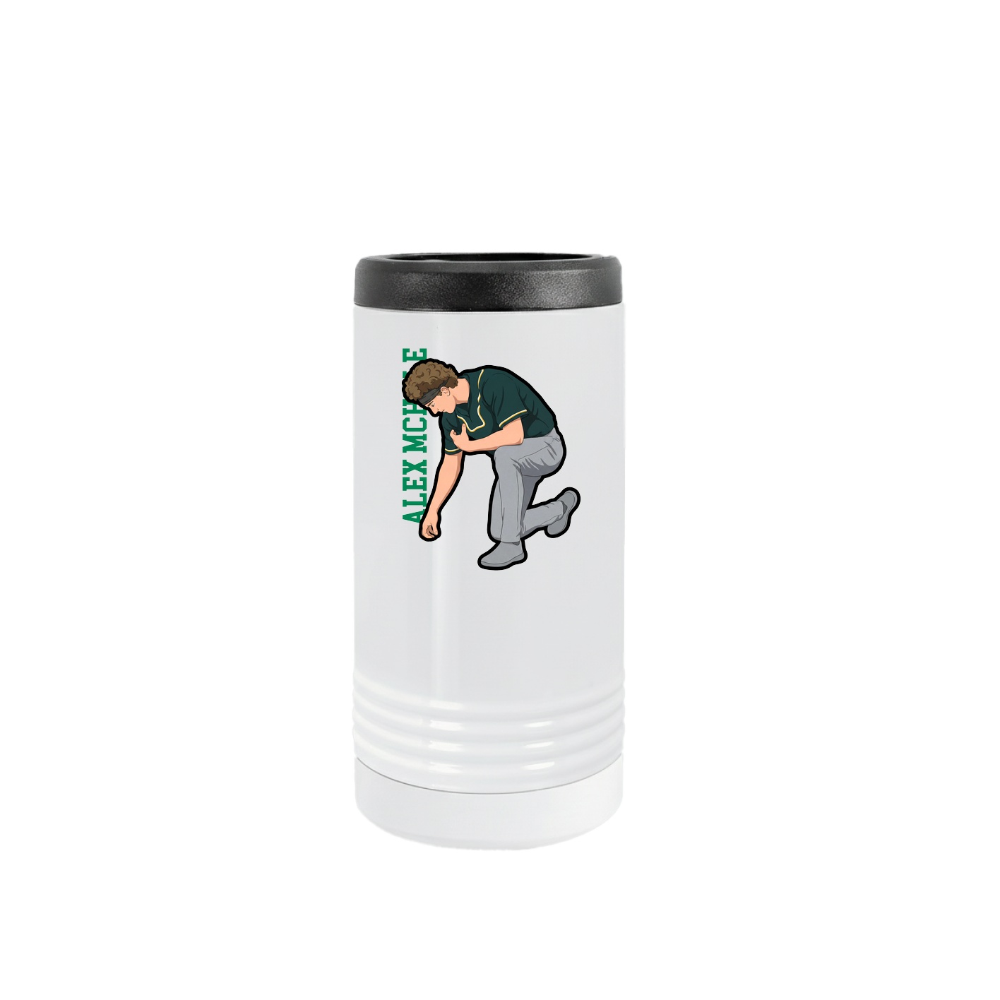 Slim Beverage Holder — Name Vertical in White