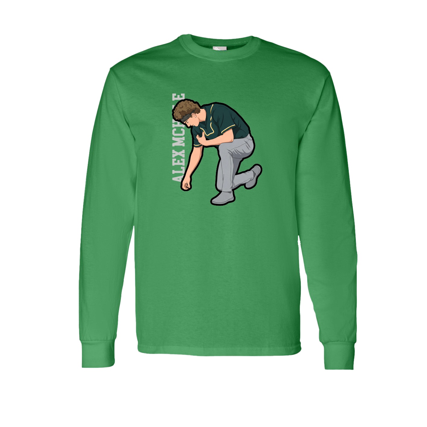 Long Sleeve Tee — Name Vertical in Green