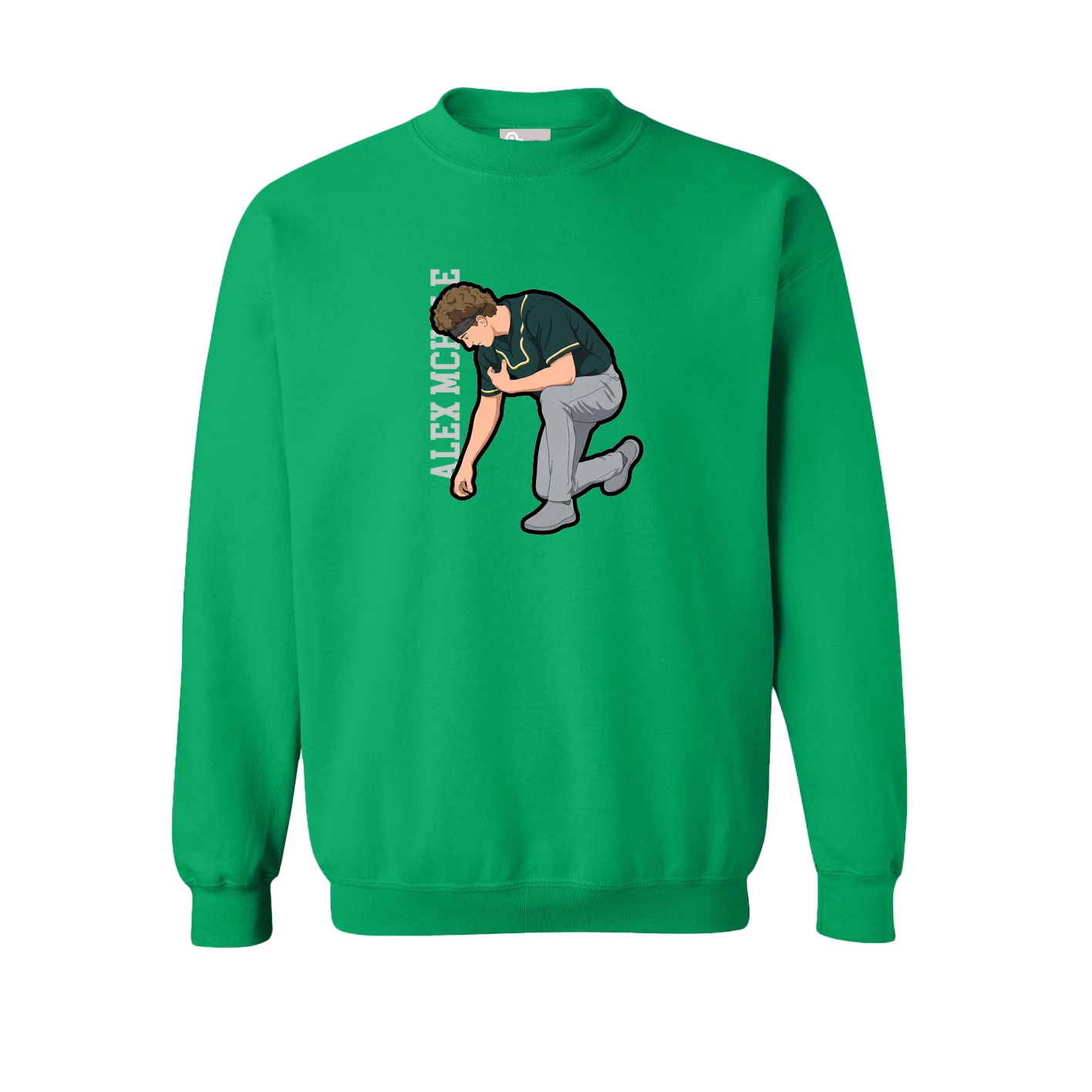 Fleece Crew — Name Vertical in Green
