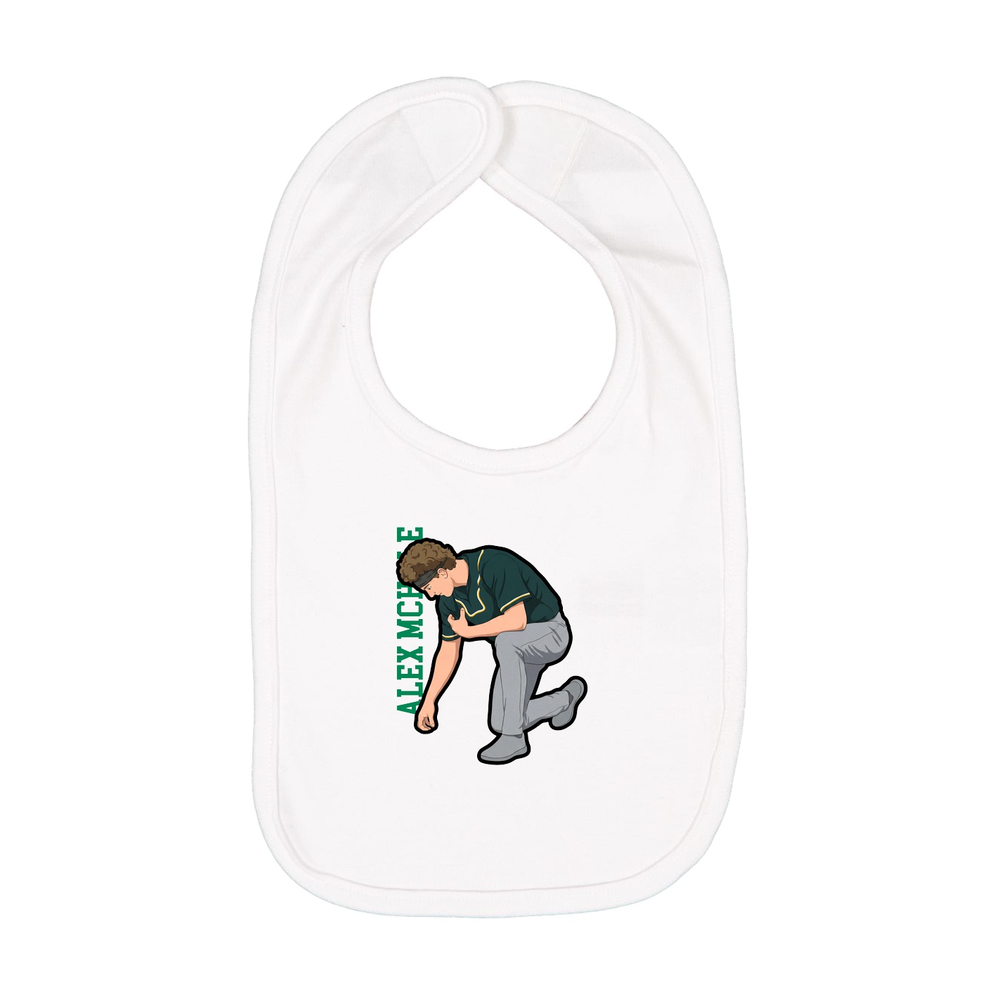 Infant Bib — Name Vertical in White