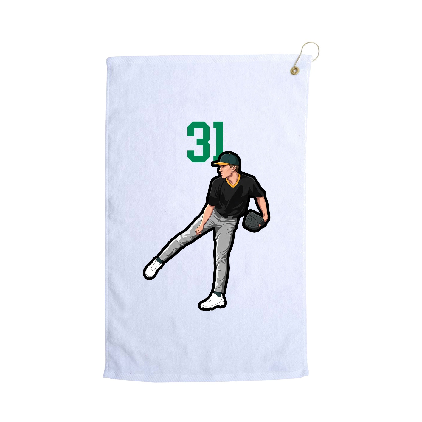 Golf Towel — Number Top in White