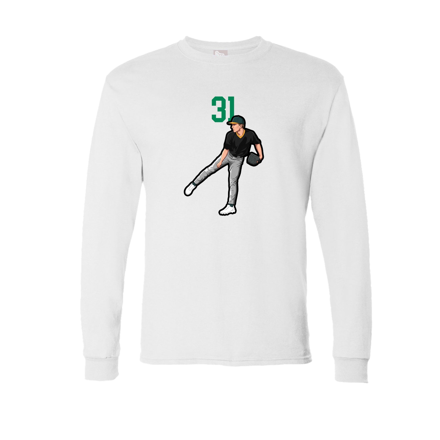 Long Sleeve Tee — Number Top in White