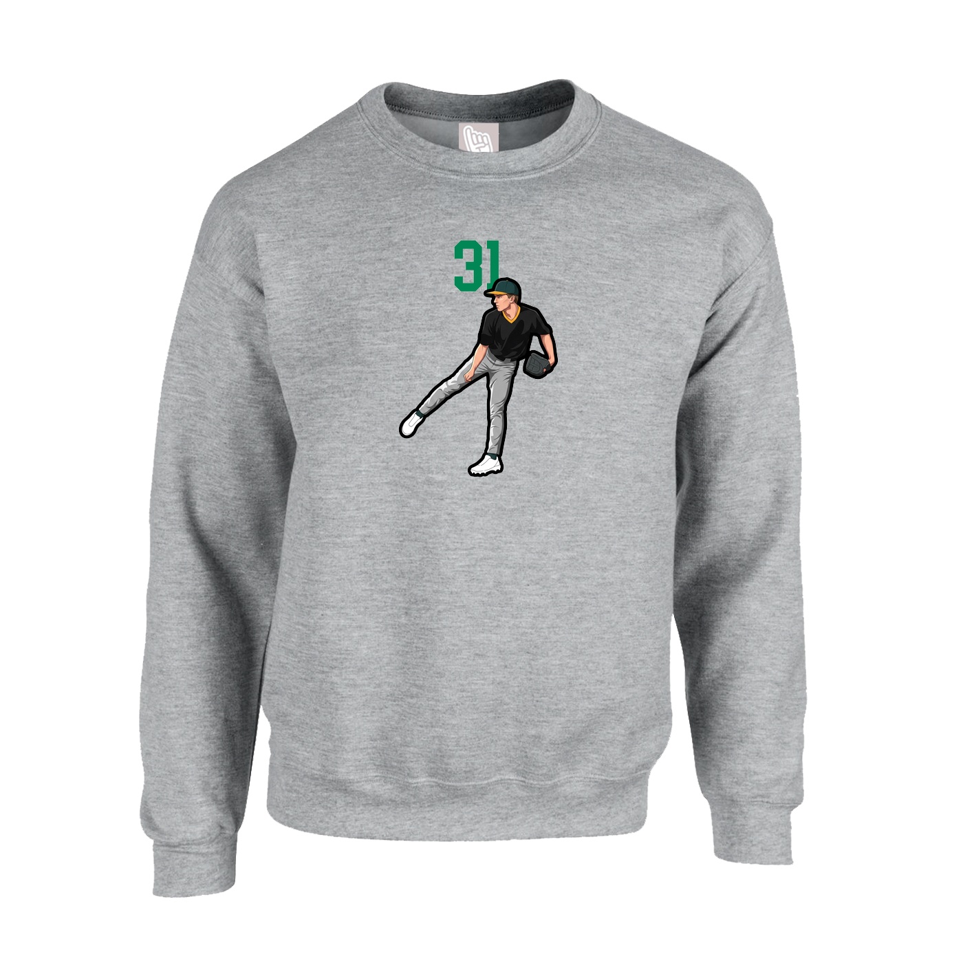 Fleece Crew — Number Top in Grey
