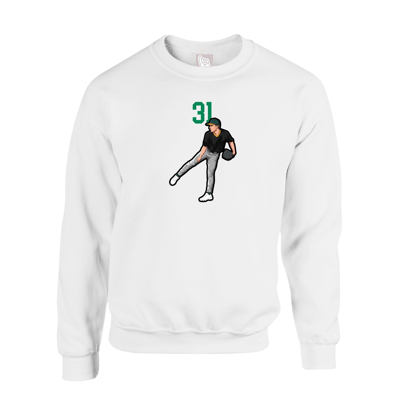 Fleece Crew — Number Top in White