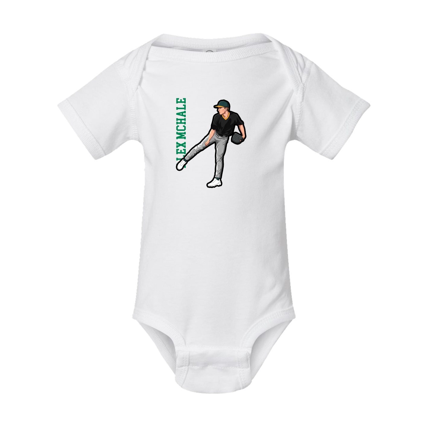 Baby Onesie — Name Vertical in White