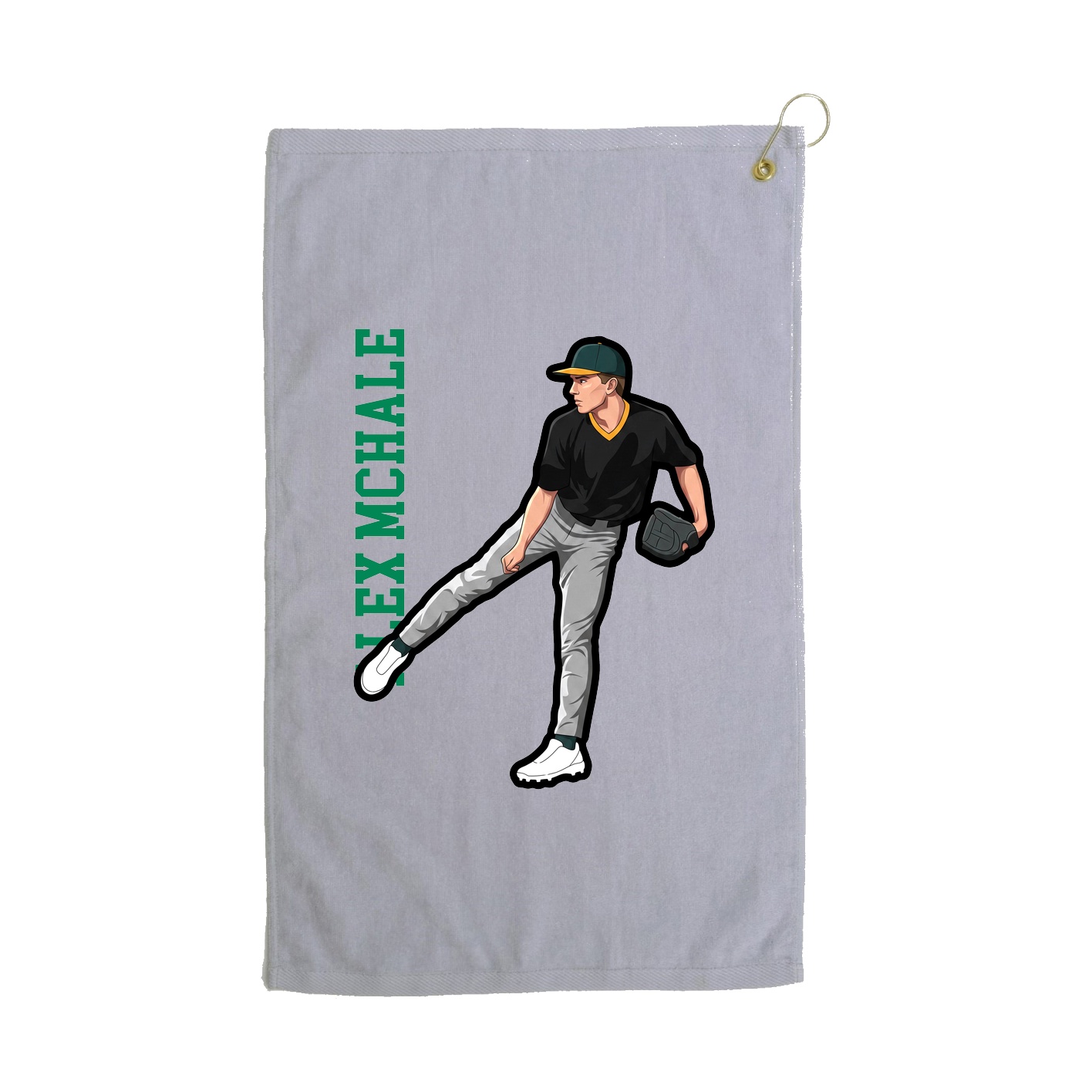 Golf Towel — Name Vertical in Grey