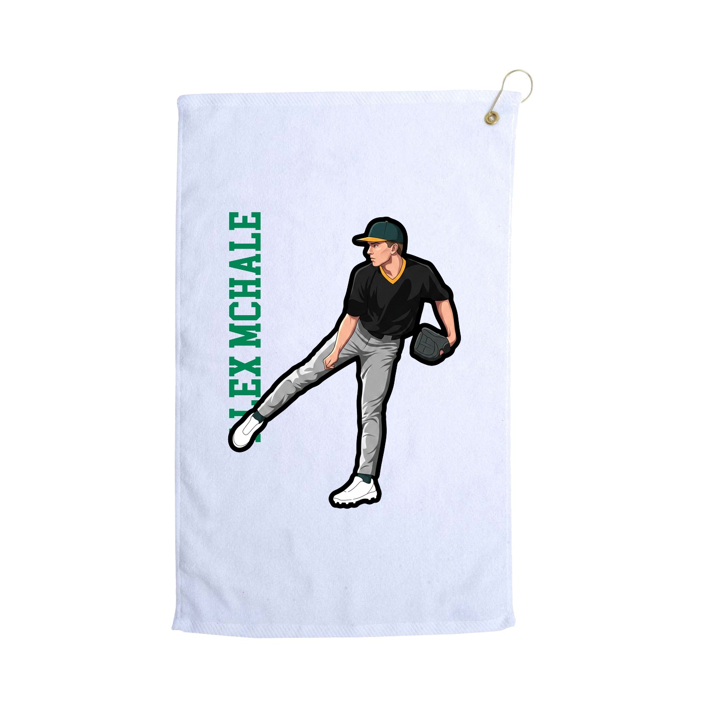 Golf Towel — Name Vertical in White