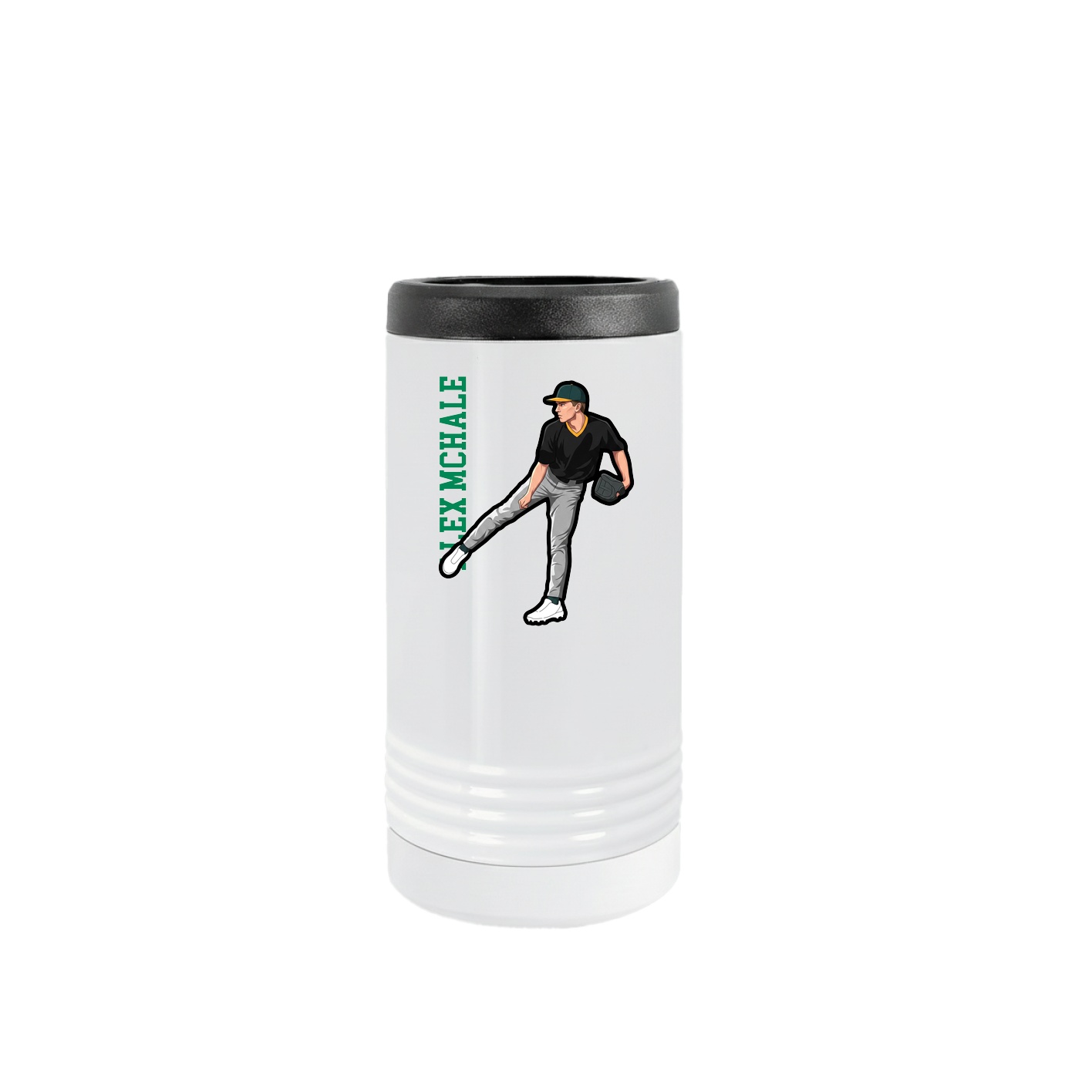 Slim Beverage Holder — Name Vertical in White