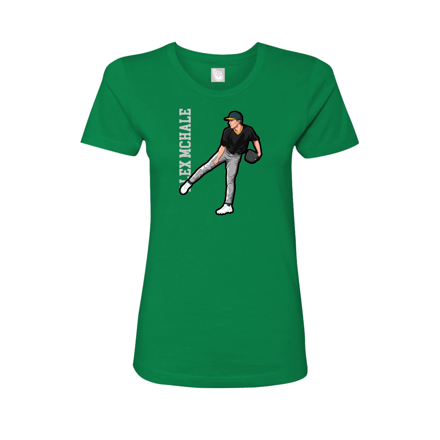 Womens Tee — Name Vertical in Green