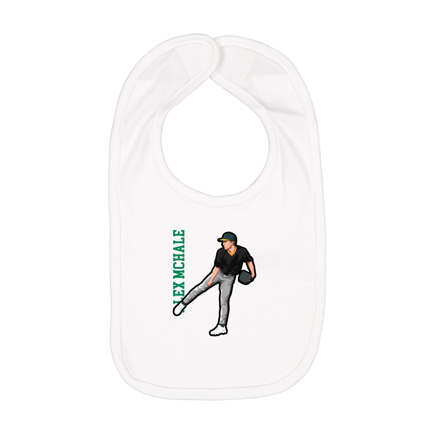 Infant Bib — Name Vertical in White
