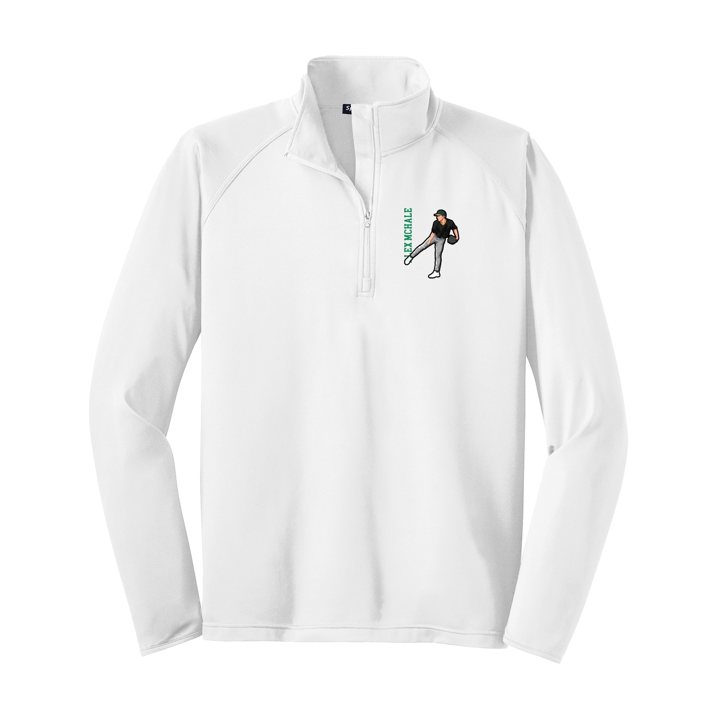 Q-Zip Pullover — Name Vertical in White