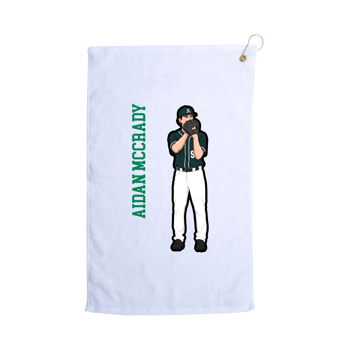 Golf Towel — Name Vertical in White