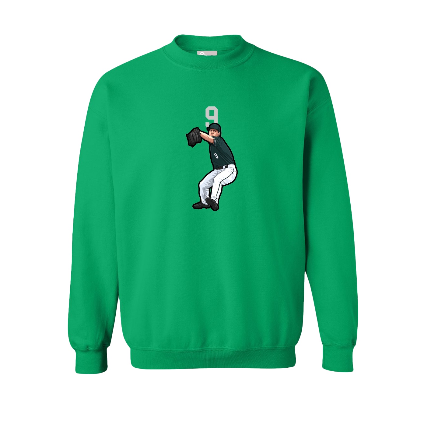 Fleece Crew — Number Top in Green