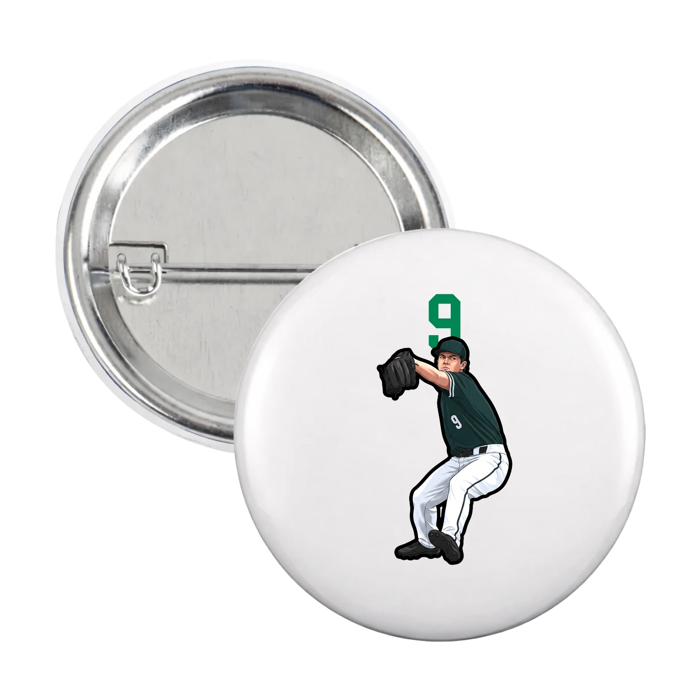 Game Day Button — Number Top in White