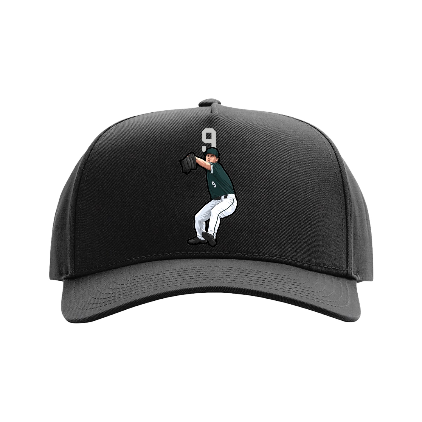 Full Fabric Five-Panel Champ Cap — Number Top in Black