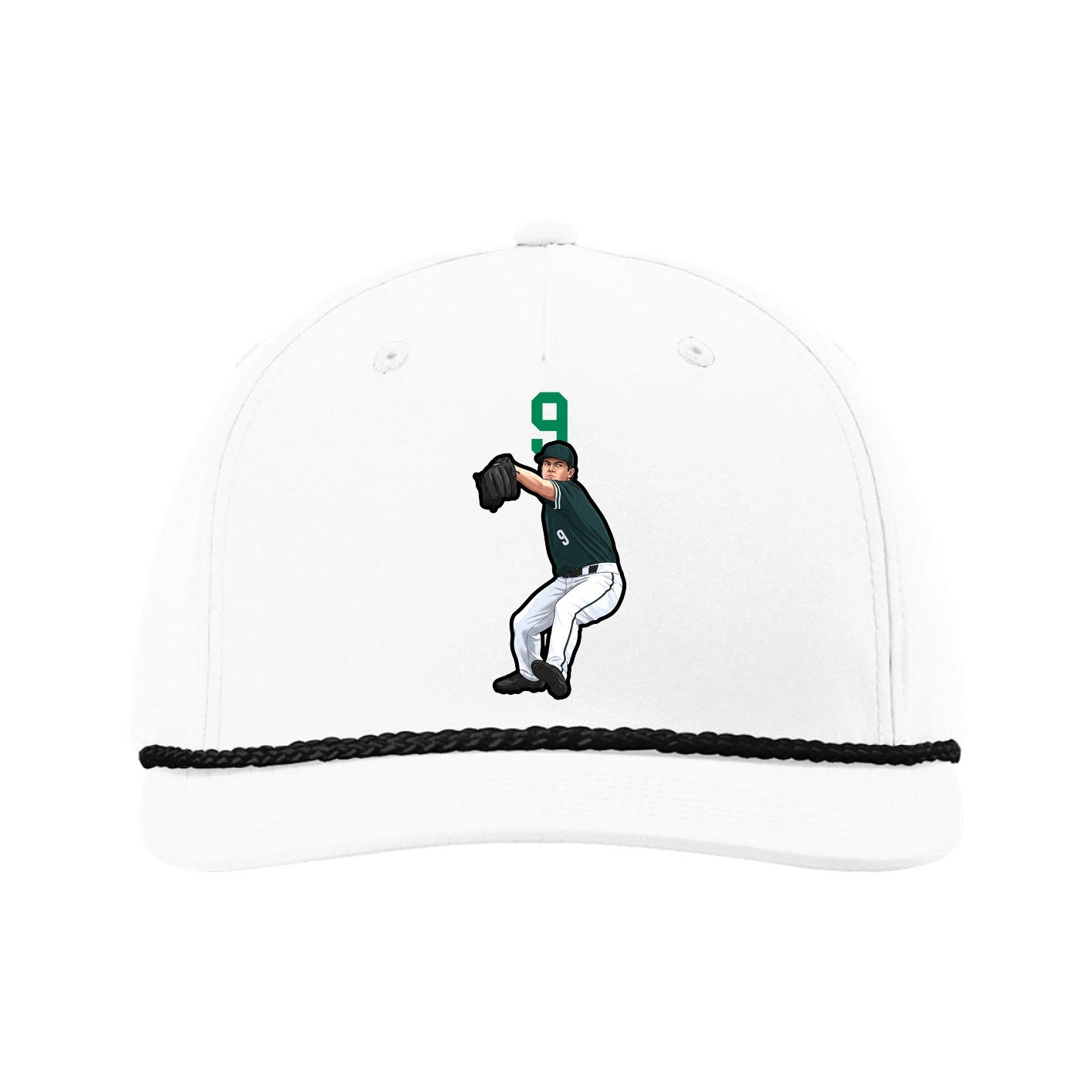 Five-Panel Classic Rope Cap — Number Top in White